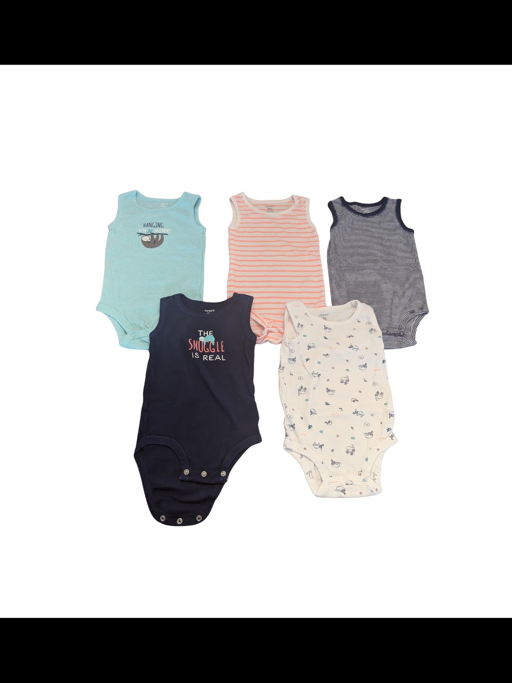 EUC Carters Baby Boy 18 Month Sloth Sleeveless Bodysuit Bundle 100% Cotton